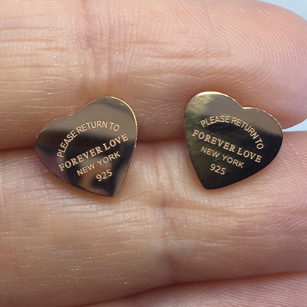 Rose gold forever love New York heart earrings - Picture 3 of 4